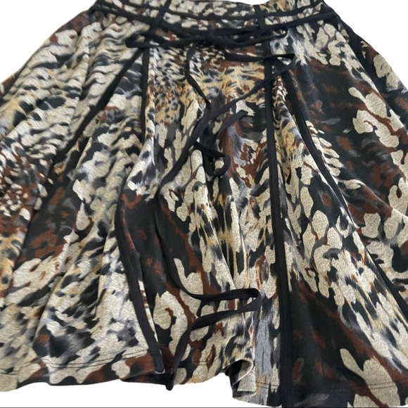 Lapis Animal Print A-Line Full Mid Rise Soft Flowy‎ Boho Knee Length Swing Skirt - Picture 3 of 10